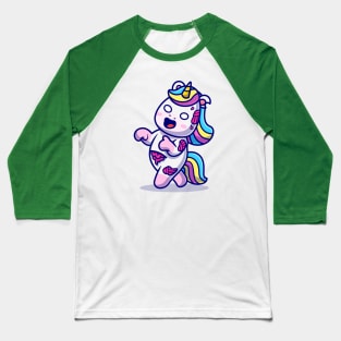 Cute Unicorn Zombie Cartoon Baseball T-Shirt